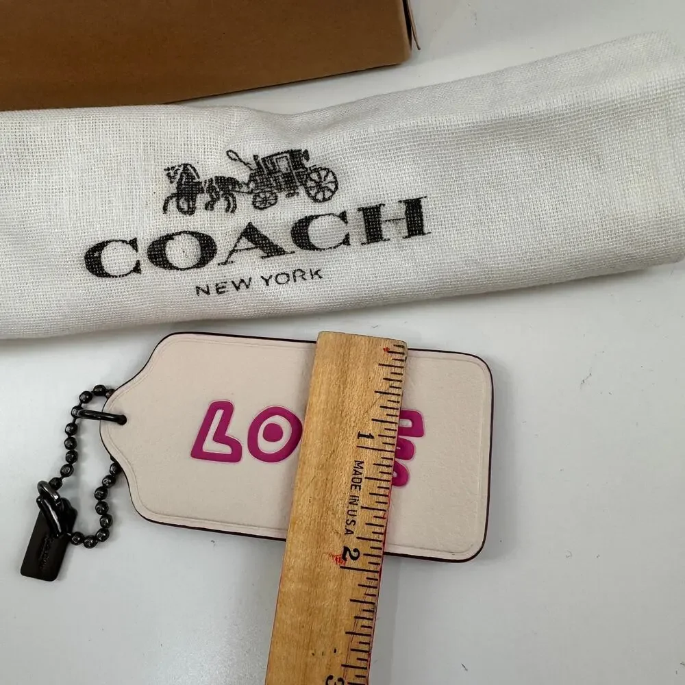 Coach x Keith Haring Love Keychain White Pink Leather Fob Valentine's Day NEW
